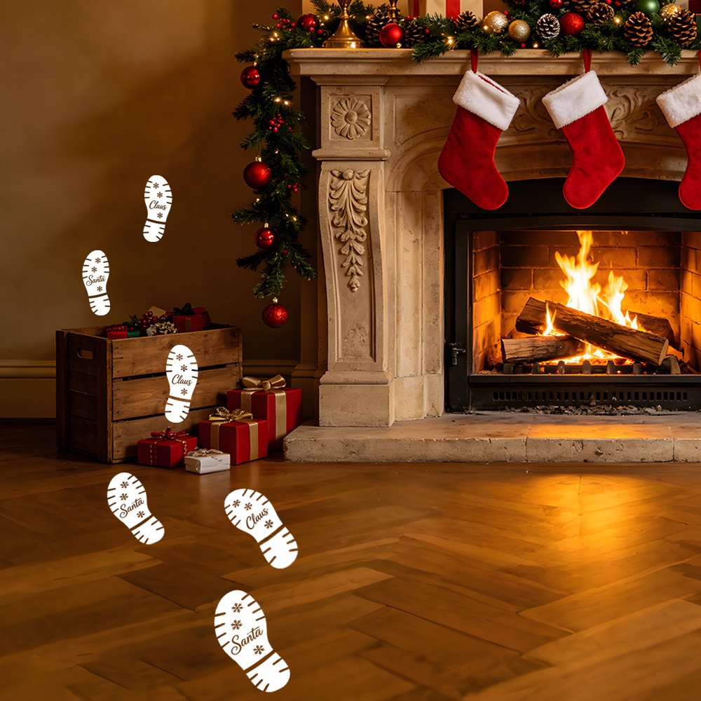 Snowflake Window Decal - Self‑Adhesive Christmas Snowflake Footprint Wall Decal,