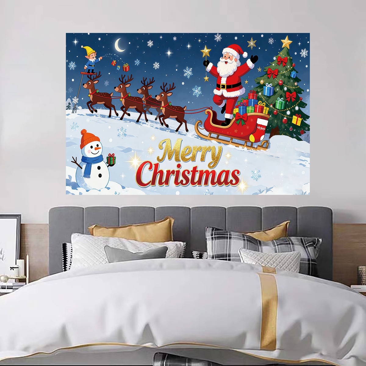 1pc Christmas Elf Santa Sleigh - Snowflake Window Decal 评论和价格