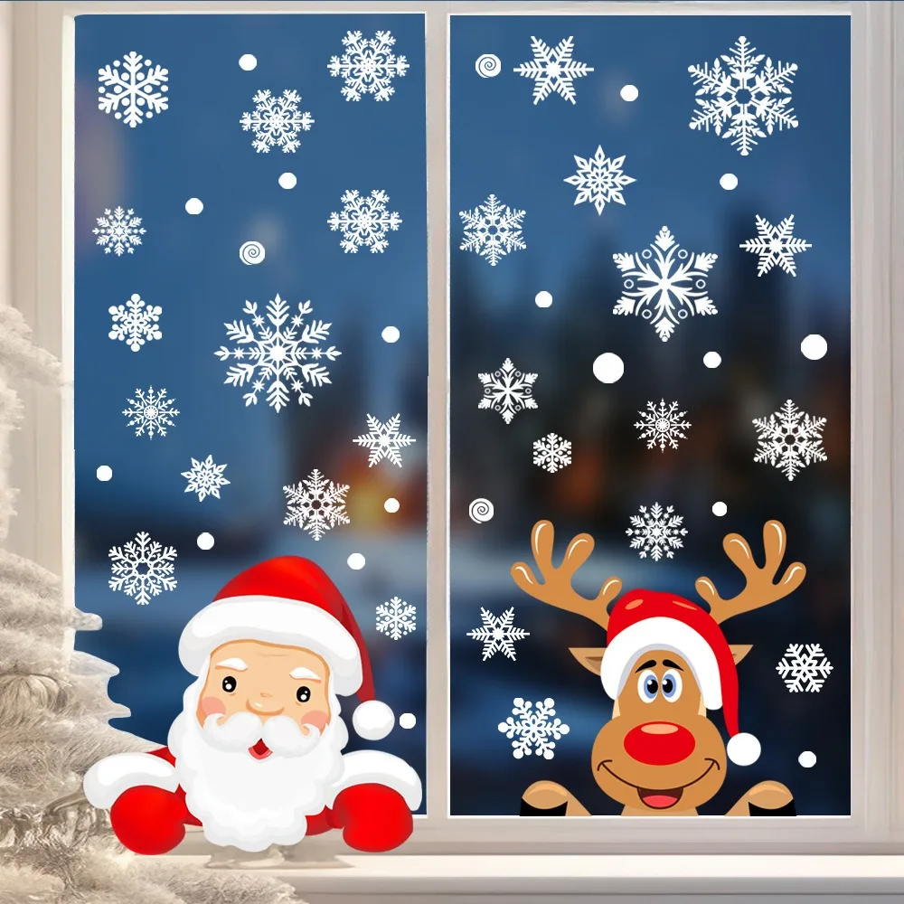 Cartoon Christmas Santa Claus  - Snowflake Window Decal 评论和价格