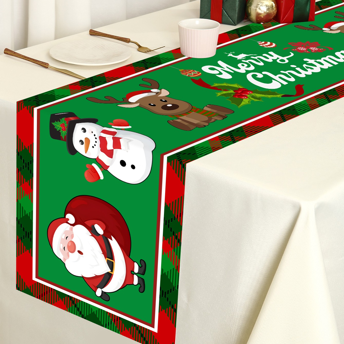 Christmas Santa Clause Polyest - Christmas Table Runner 评论和价格