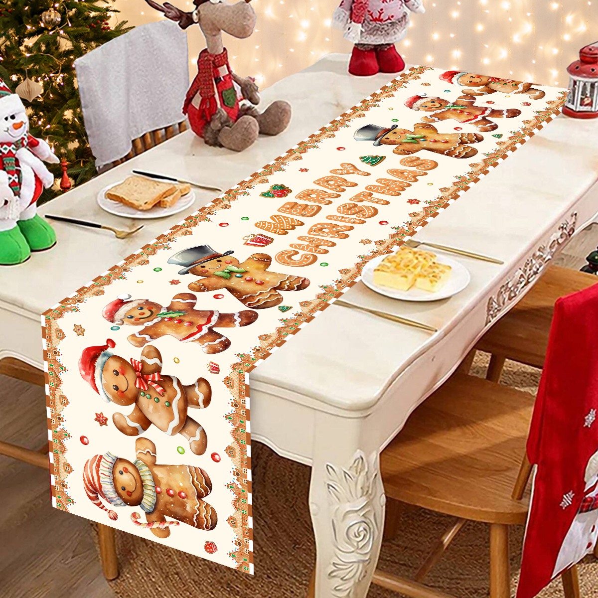 Christmas Santa Clause Polyest - Christmas Table Runner 评论和价格