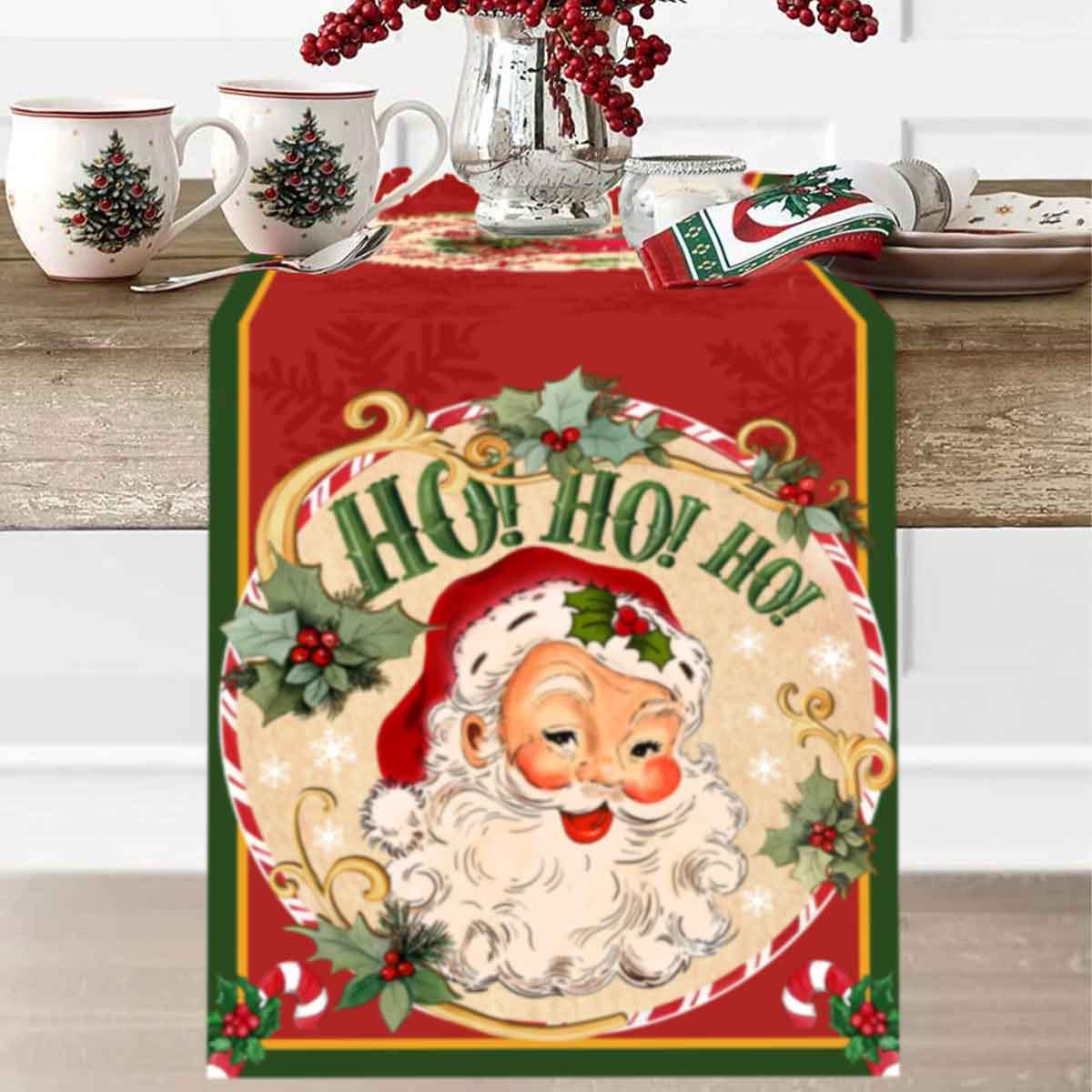 Christmas Santa Clause Polyest - Christmas Table Runner 评论和价格
