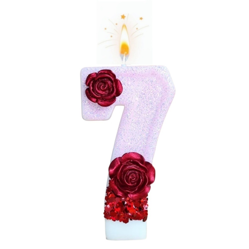 Number Pink Glitter Red Rose F - Holiday Candle Set 评论和价格