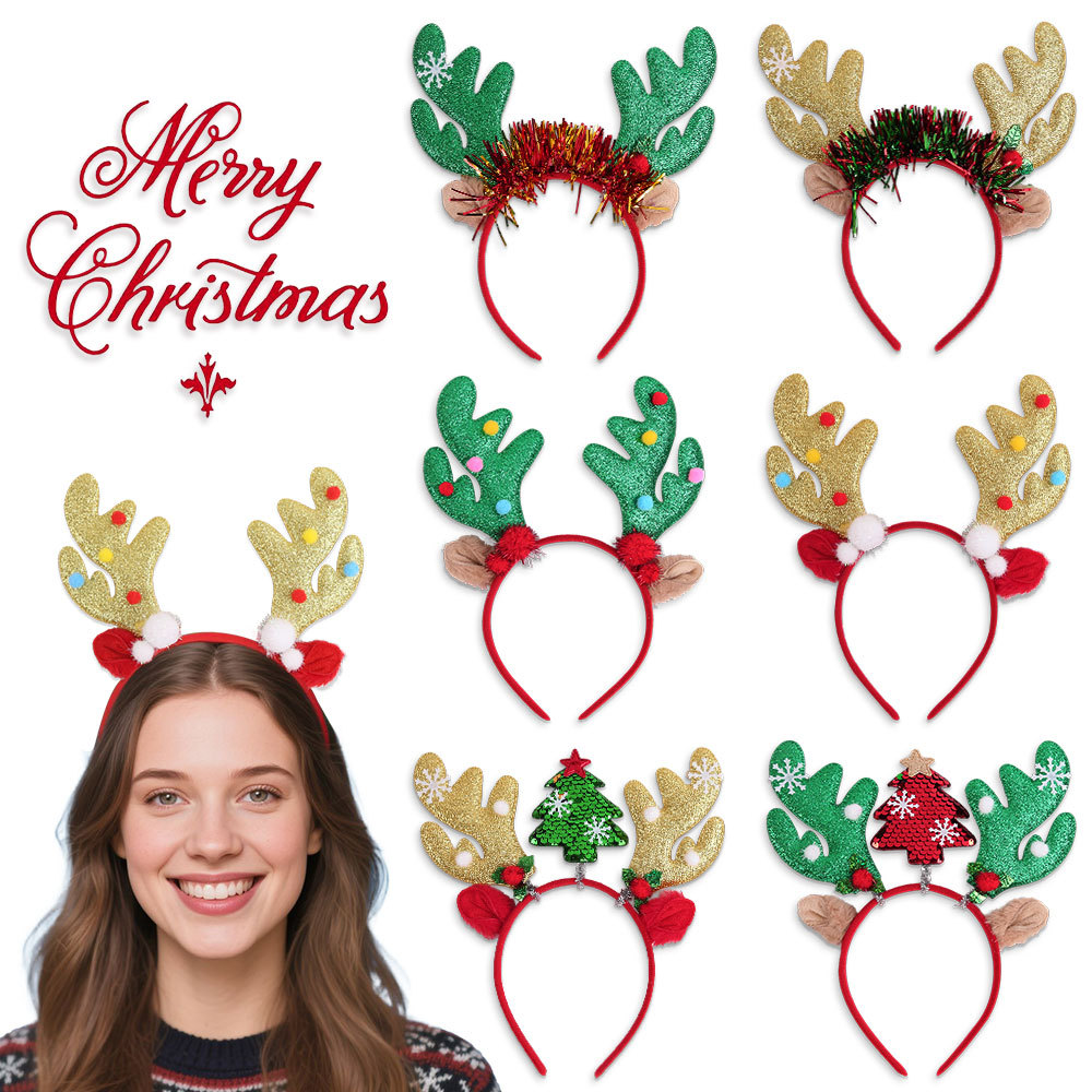 Merry Christmas Headband Reind - Reindeer Antlers Headband 评论和价格